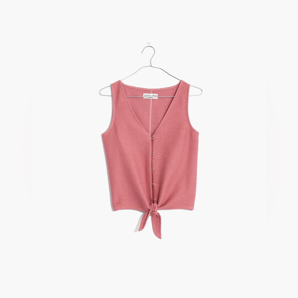 Texture & Thread Button-Front Tie Tank Top - image 6